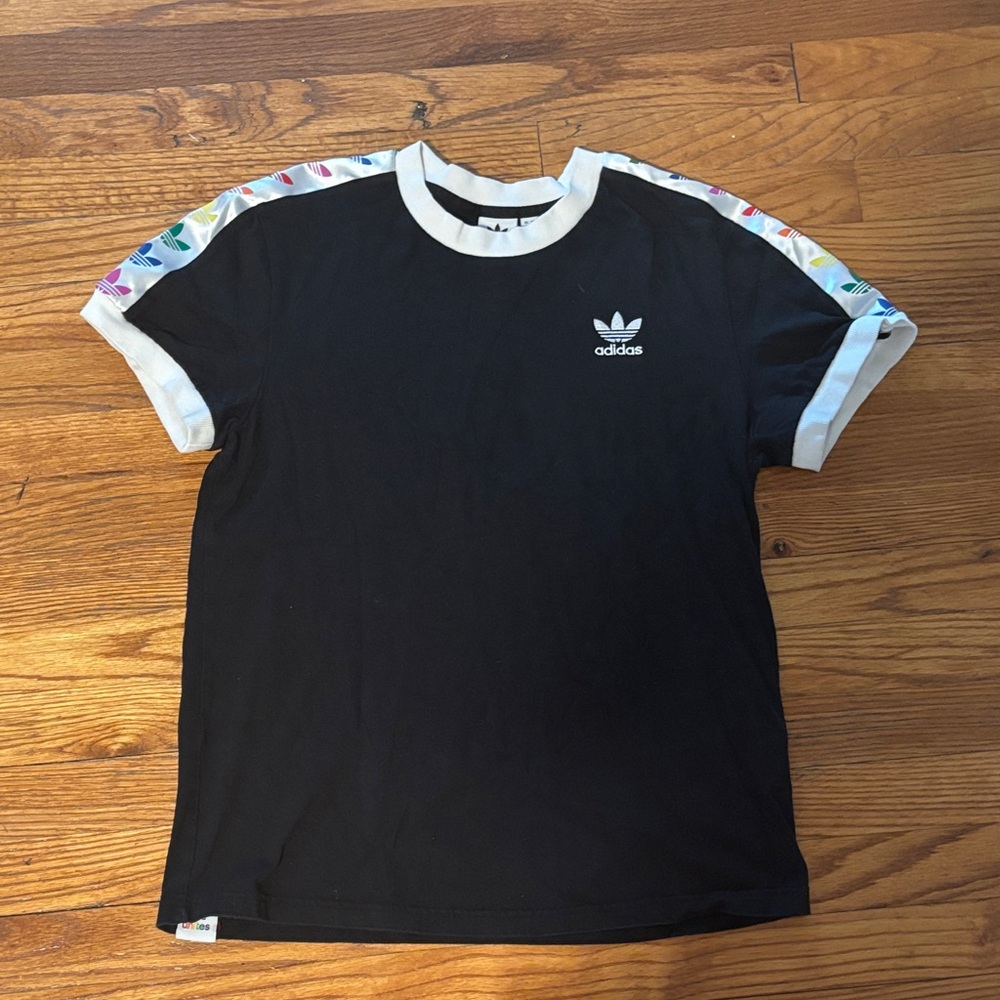 Adidas Love Unites T-shirt with Rainbow Logo Trim